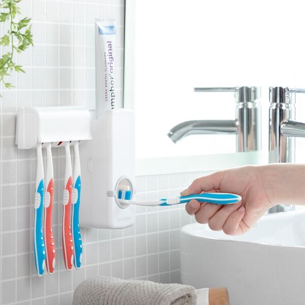 Dispensador de Pasta Dental con Soporte Cepillos