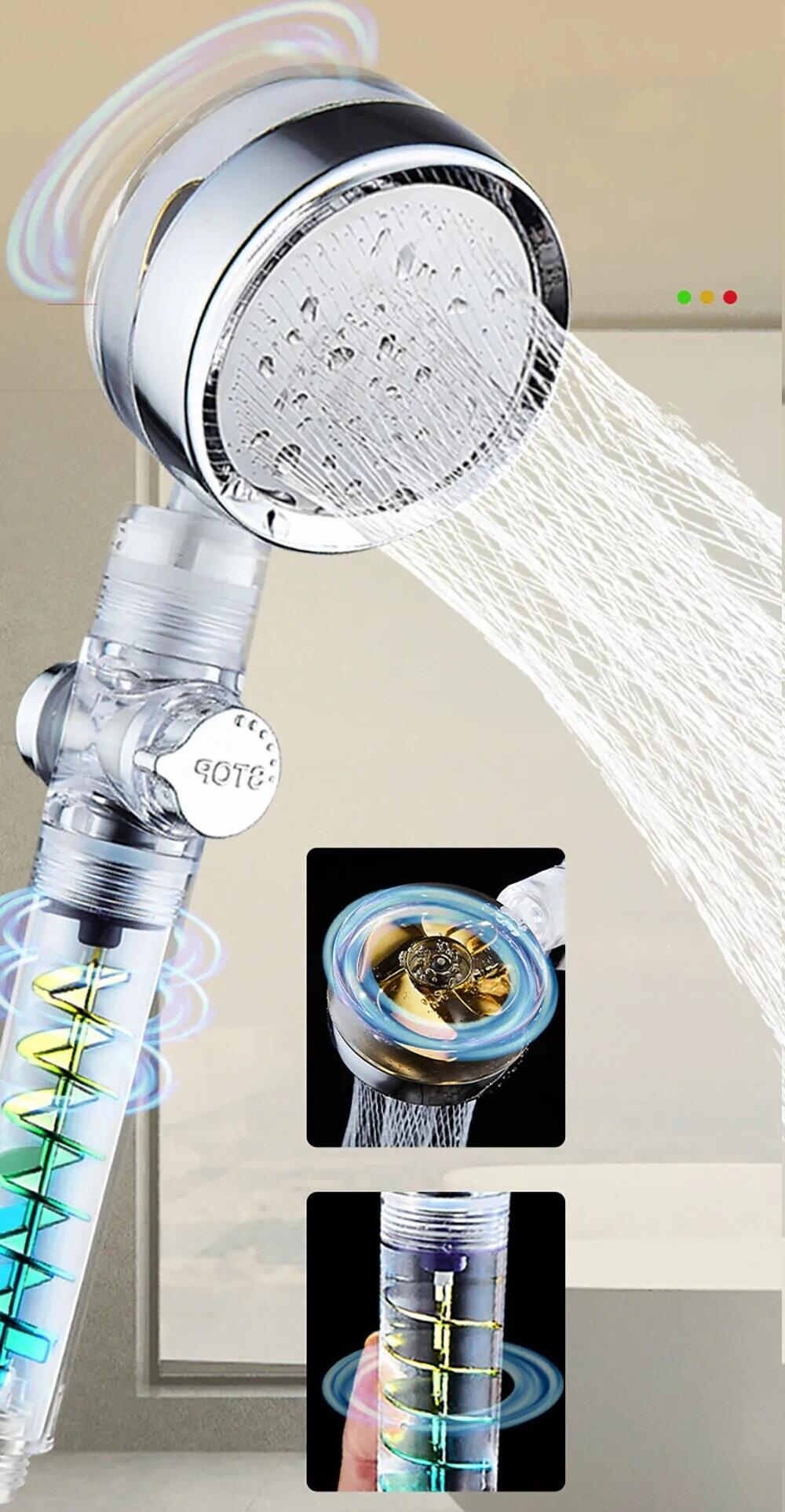 Alcachofa Ducha Turbo Hélice - Alta Presión con Filtro y Ahorro Agua 360º