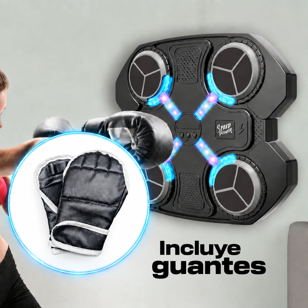 Panel De Boxeo Inteligente Musical+Guantes -Bluetooth+Luces Led