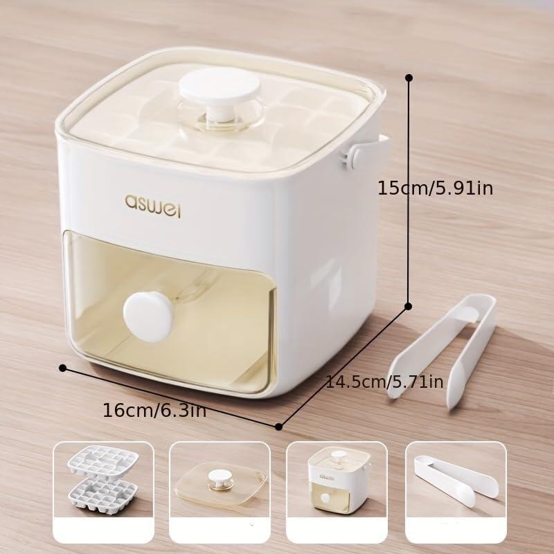 Máquina para Hacer Cubitos de Hielo 2 en 1 con Bandeja y Tapa 32 Cubitos