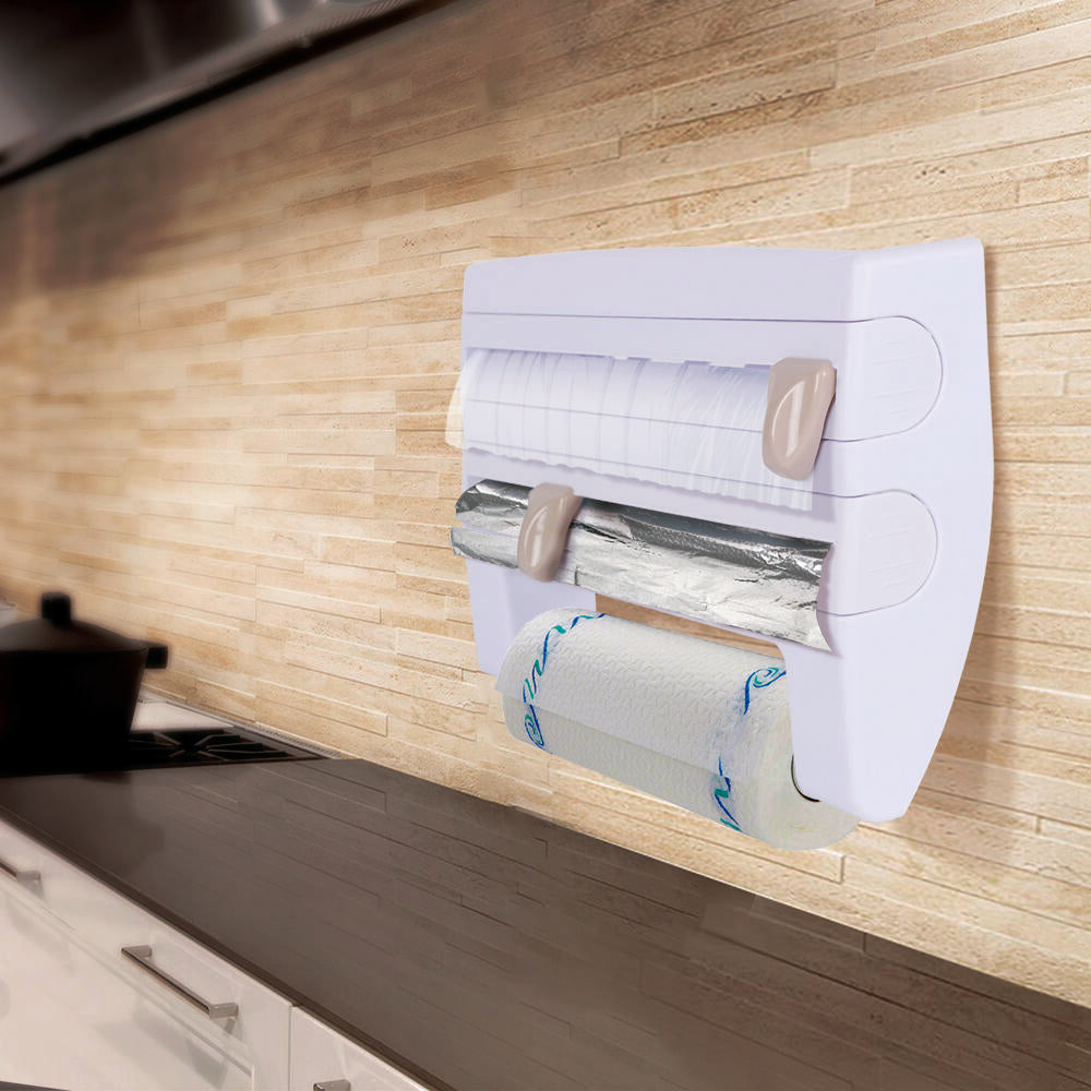 Portarrollos de Pared Para 3 Rollos, Con Cuchillas Para un Corte Limpio