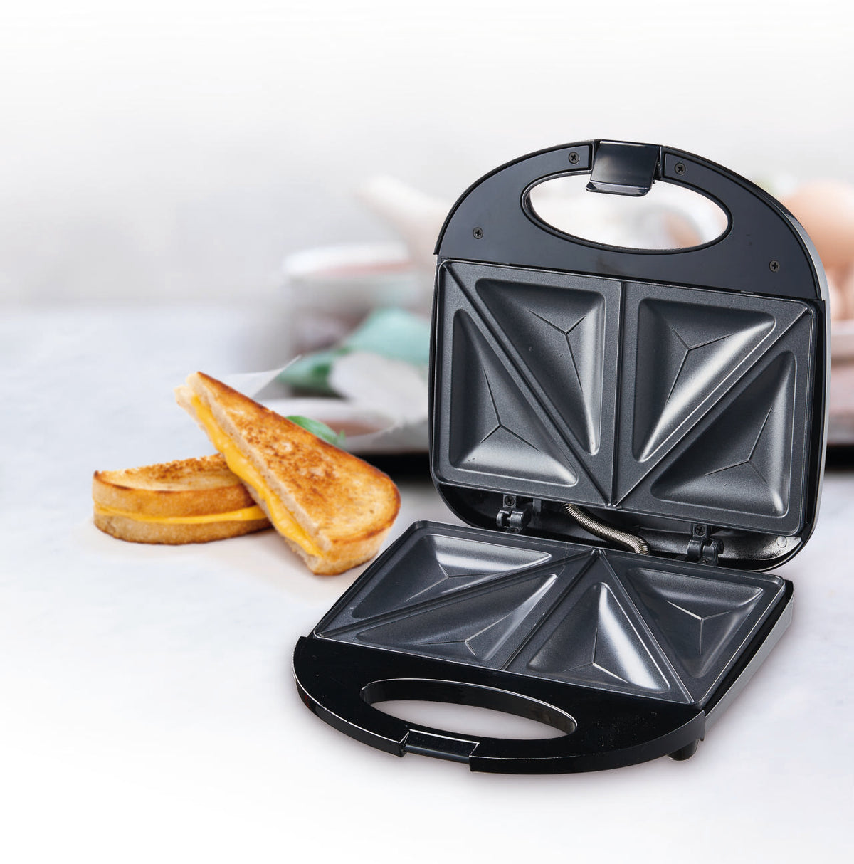 Sandwichera Eléctrica 750W para 2 Sándwiches Triangulares