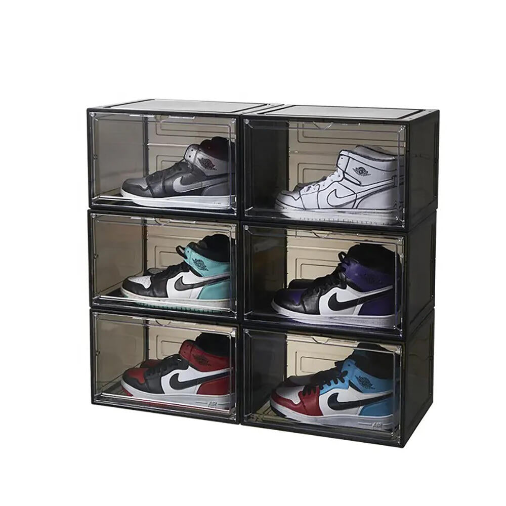 Pack 4 Cajas para Sneakers - Transparentes Plegables con Puerta Magnética hasta Talla46