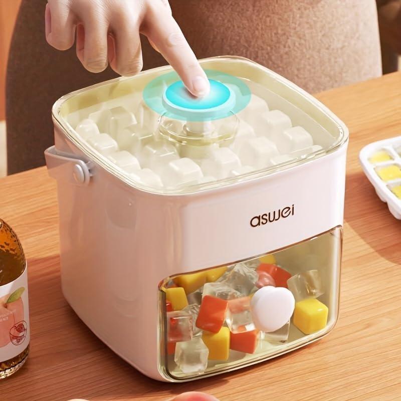 Máquina para Hacer Cubitos de Hielo 2 en 1 con Bandeja y Tapa 32 Cubitos