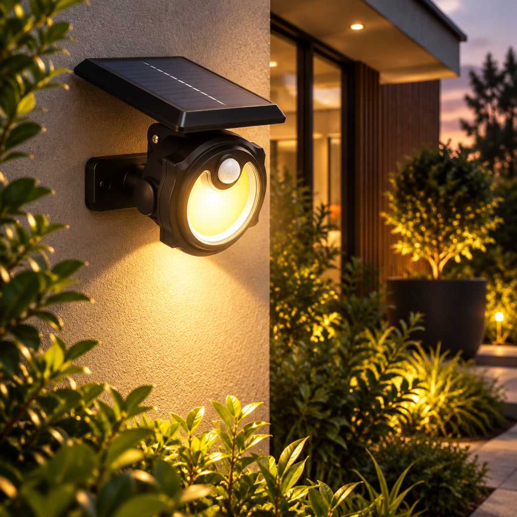 Foco Solar Exterior Pared con Sensor de Movimiento