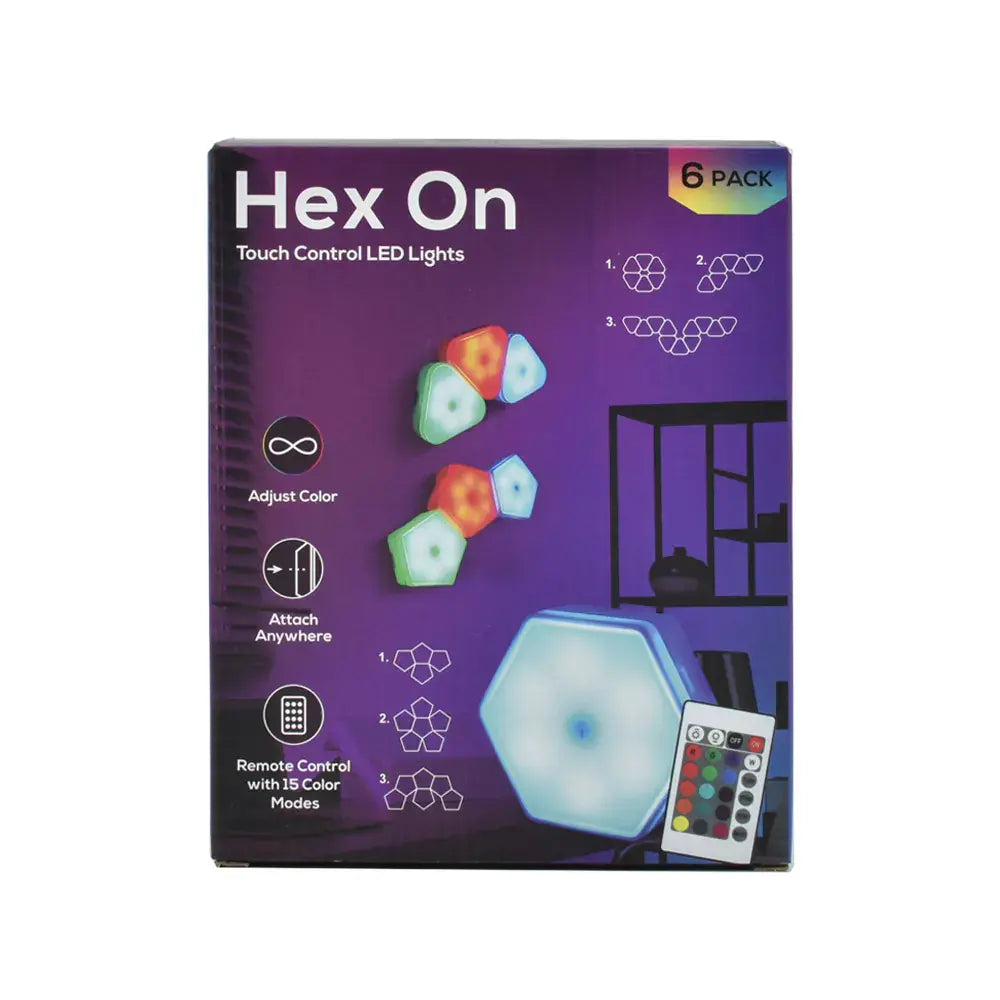 Panel LED Hexagonal Táctil - Luces RGB con Mando 6 Piezas