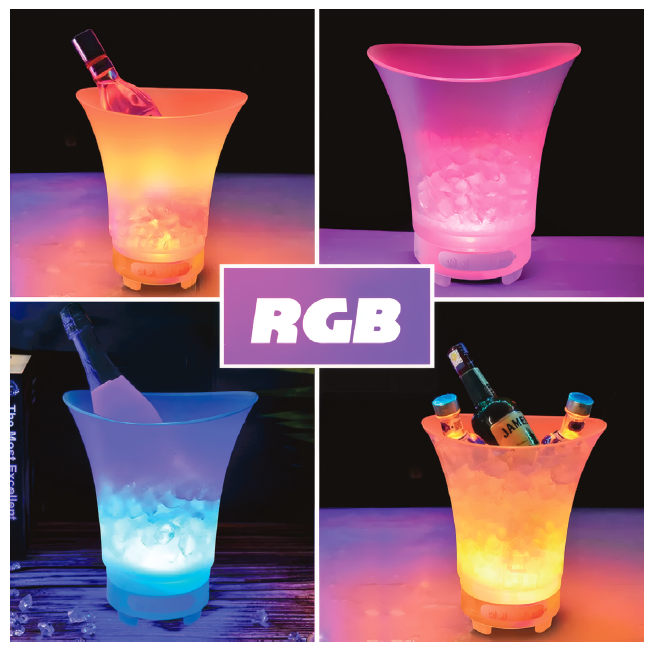 Cubitera De Hielo 5L Con Altavoz y Luz Multicolor Recargable para Fiestas