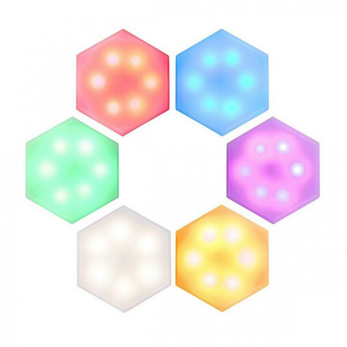 Panel LED Hexagonal Táctil - Luces RGB con Mando 6 Piezas