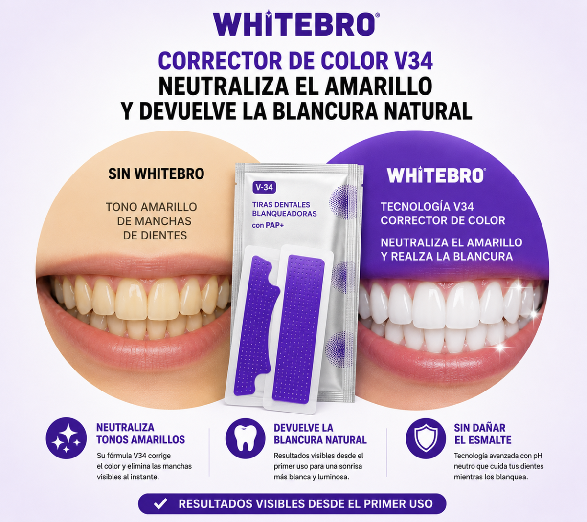 Tiras Blanqueadoras Dentales V34 (14unidades)