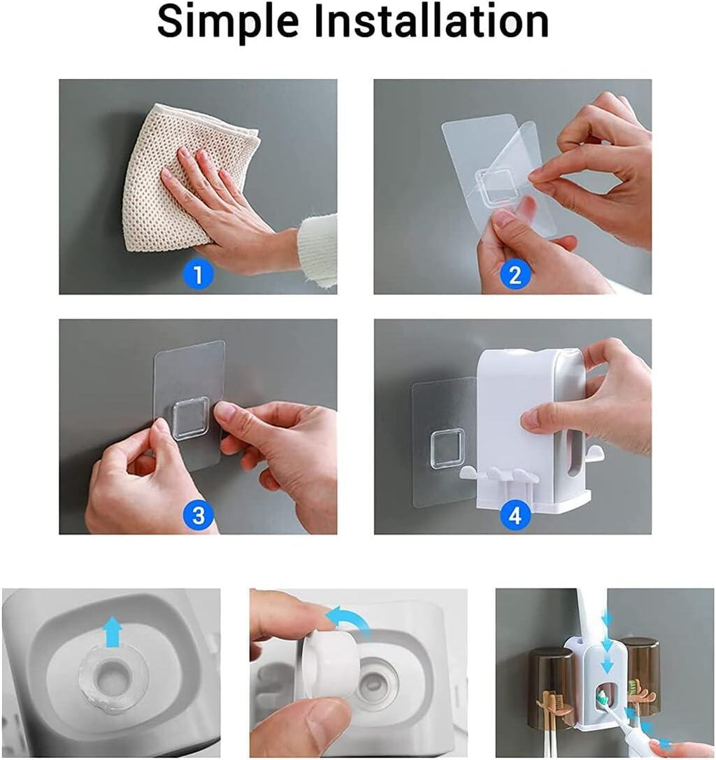 Soporte de Cepillo de Dientes con Dispensador Automático de Pasta y Vasos