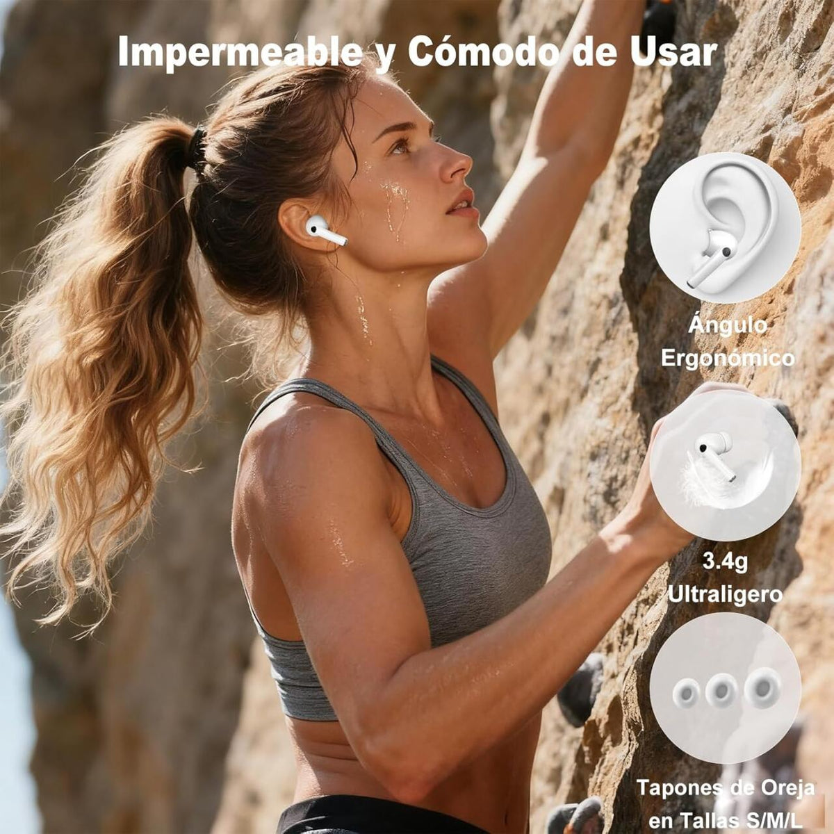 Auriculares Bluetooth Pantalla Táctil Cancelación de Ruido Impermeables
