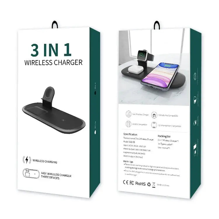 Cargador Inalámbrico 3 en 1 - Cargador para Iphone, Apple Watch y Airpods