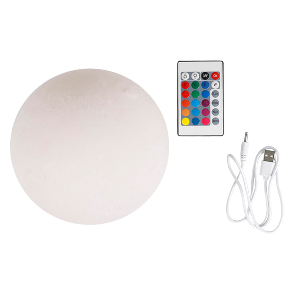 Lámpara Luna 3D 15cm 16 Colores con Mando y Soporte Madera