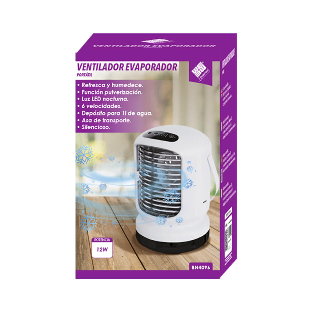 Aire Acondicionado Portátil USB Ventilador con Niebla de Agua, Humidificador y Luces LED Enfriador Personal Recargable
