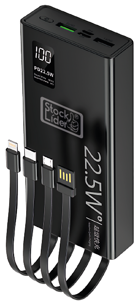Powerbank 20.000mAh 22,5W con 4 Cables Integrados - Carga 5 Dispositivos Simultáneos