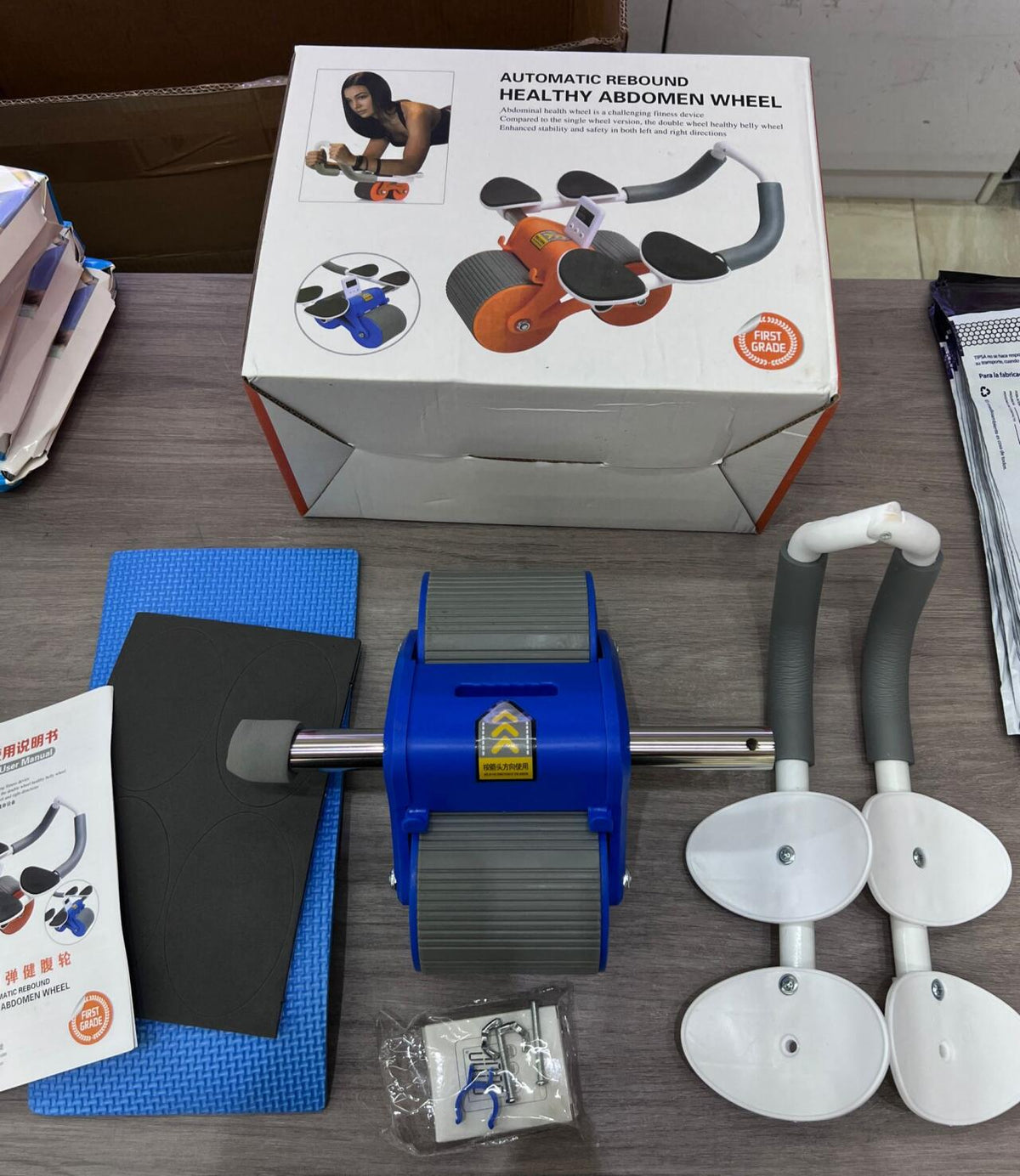 Rodillo Abdominal Pro con Soporte para Codos y Móvil-Rebote Automático