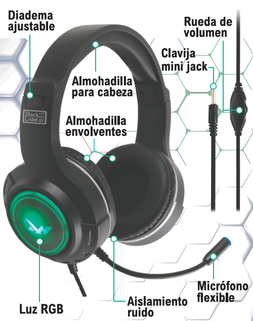 Auriculares gaming con luz RGB