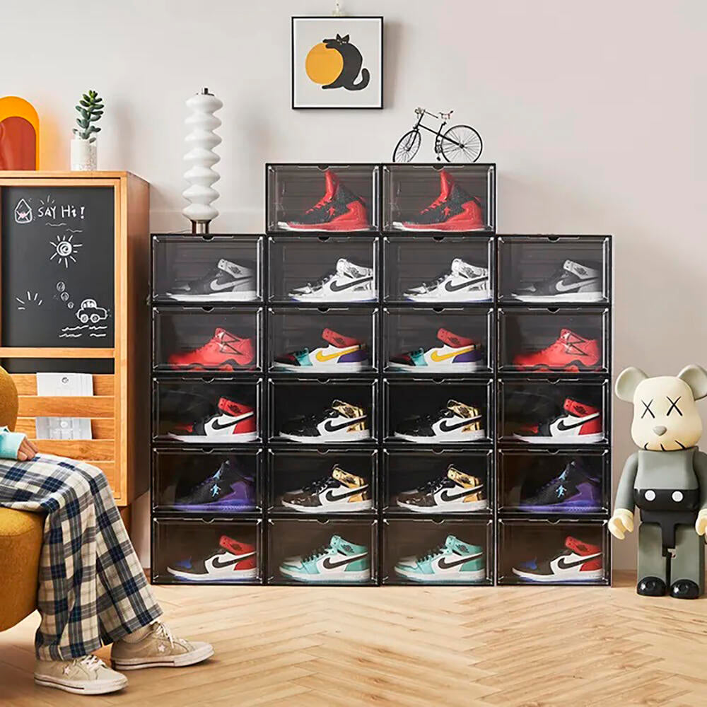 Pack 4 Cajas para Sneakers - Transparentes Plegables con Puerta Magnética hasta Talla46