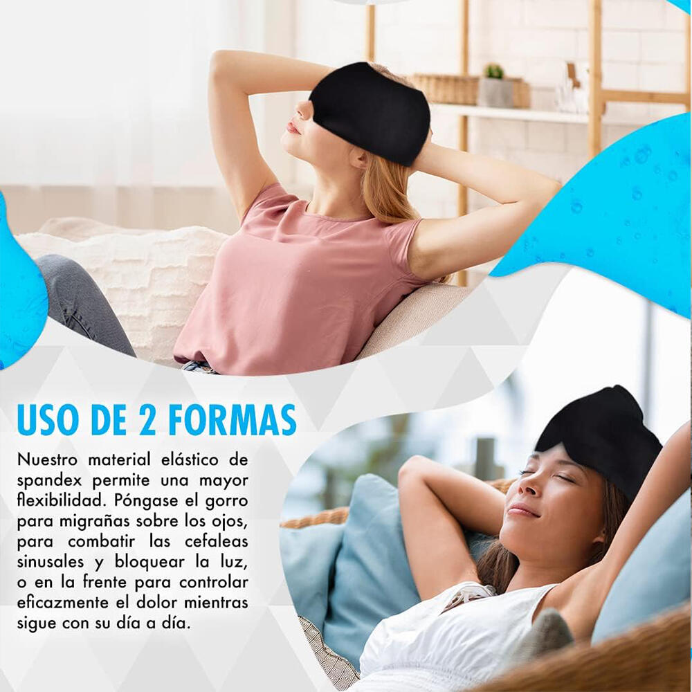 Pack 2x1 Alivio Dolor - Gorro Gel Frío Migraña + Rodillera Gel - Terapia Frío/Calor