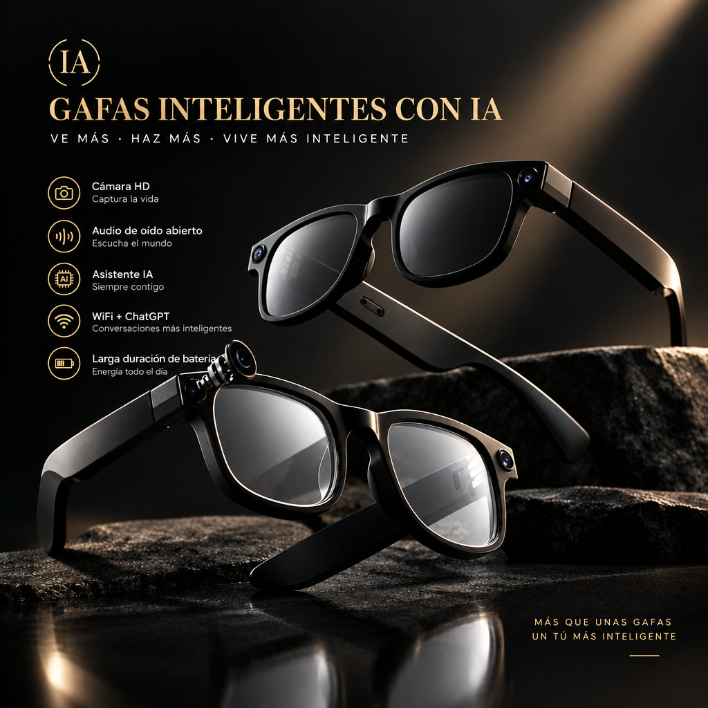 Gafas Inteligentes con IA 📷 - Traducción en Tiempo Real + Cámara + Llamadas Bluetooth