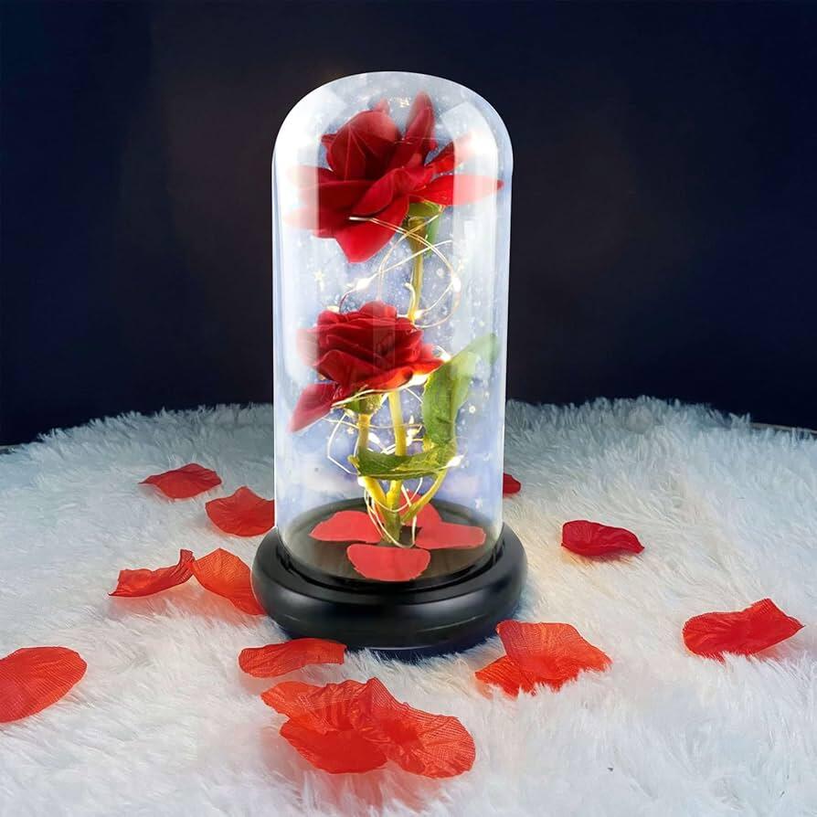 Rosa Eterna Encantada LED con Cúpula de Cristal