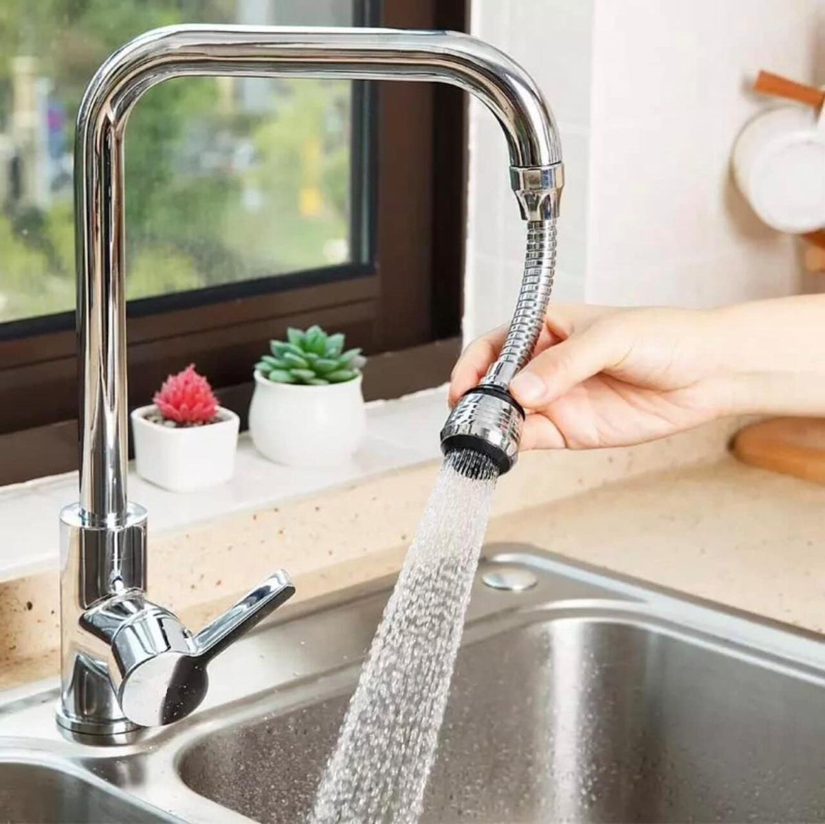 Aireador Flexible para Grifo Extensible Anti-Salpicaduras 360º