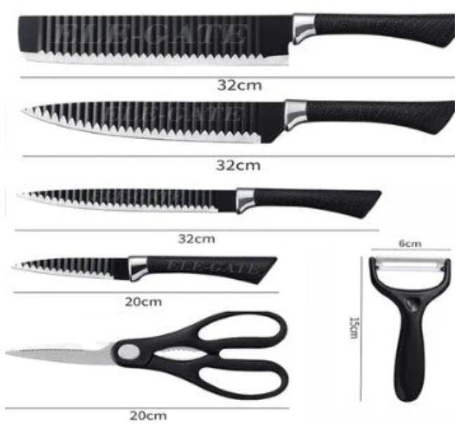 Set de Cuchillos de cocina 6 Piezas con Pelador y Tijera