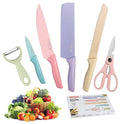 Juego de 6 Piezas Cuchillos de Cocina Corrugados Antiadherentes + Pelador + Tijera