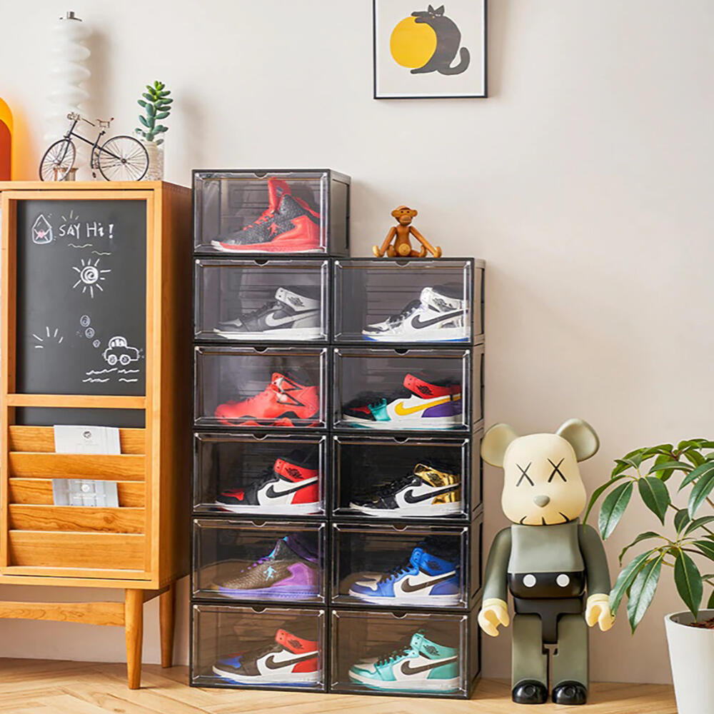 Pack 4 Cajas para Sneakers - Transparentes Plegables con Puerta Magnética hasta Talla46