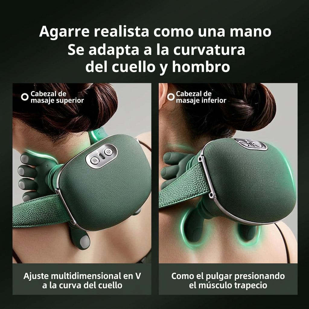 Masajeador Cervical y Espalda 4D con Calor - Mano Biónica - Alivio Instantáneo Cuello