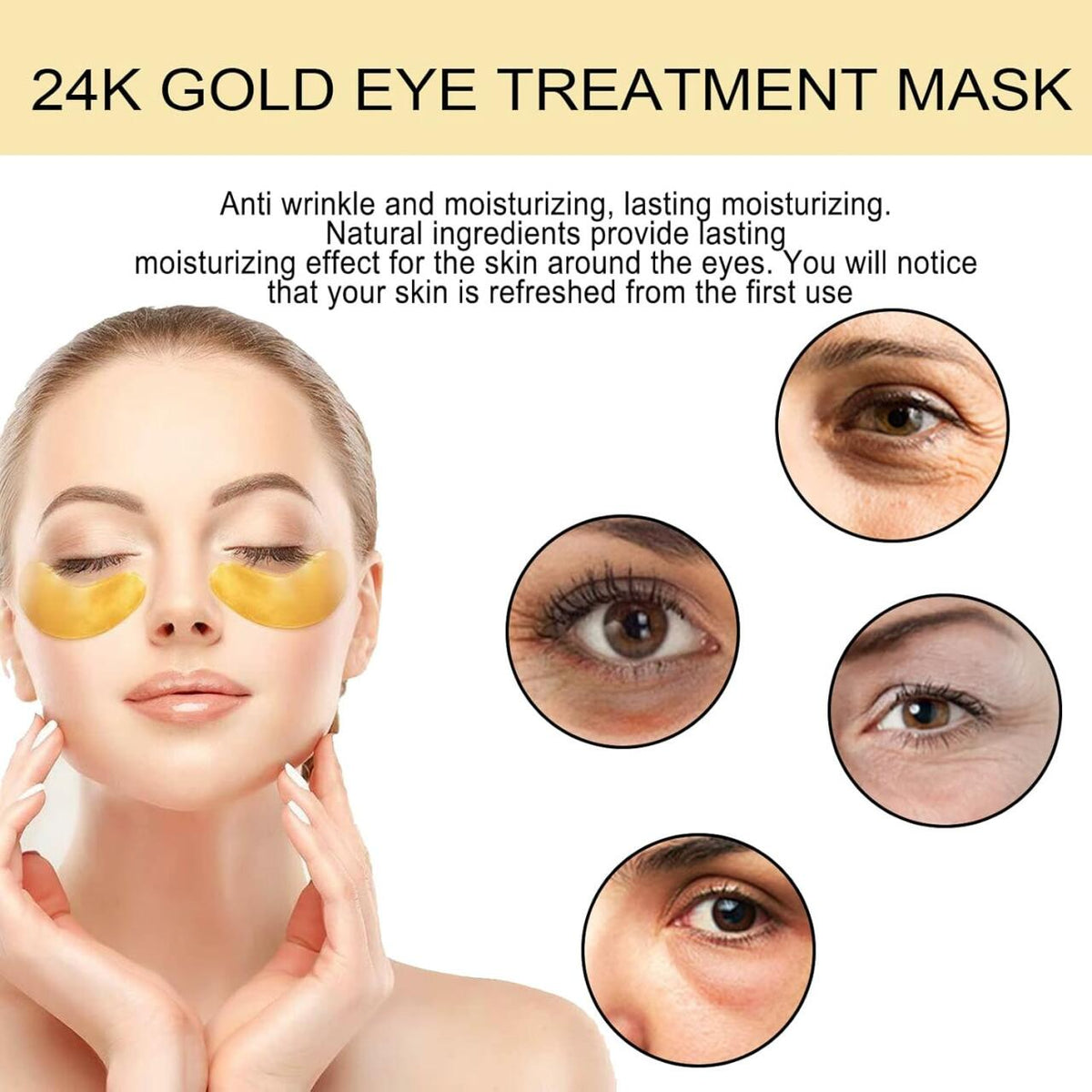 Parches de Oro 24K para Ojos – 60 Pcs