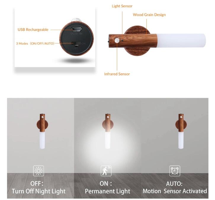 Luz Nocturna Magnética con Sensor Movimiento
