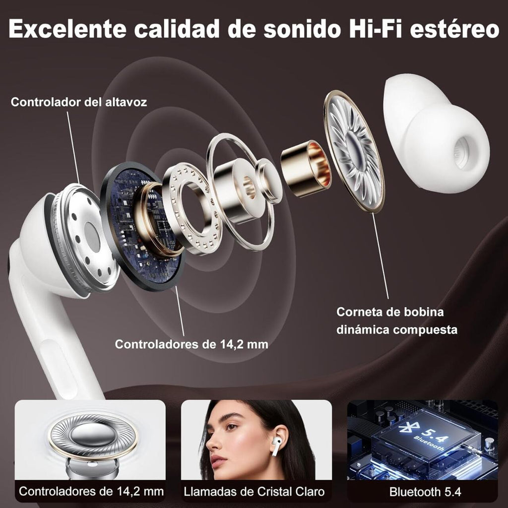 Auriculares Bluetooth Pantalla Táctil Cancelación de Ruido Impermeables