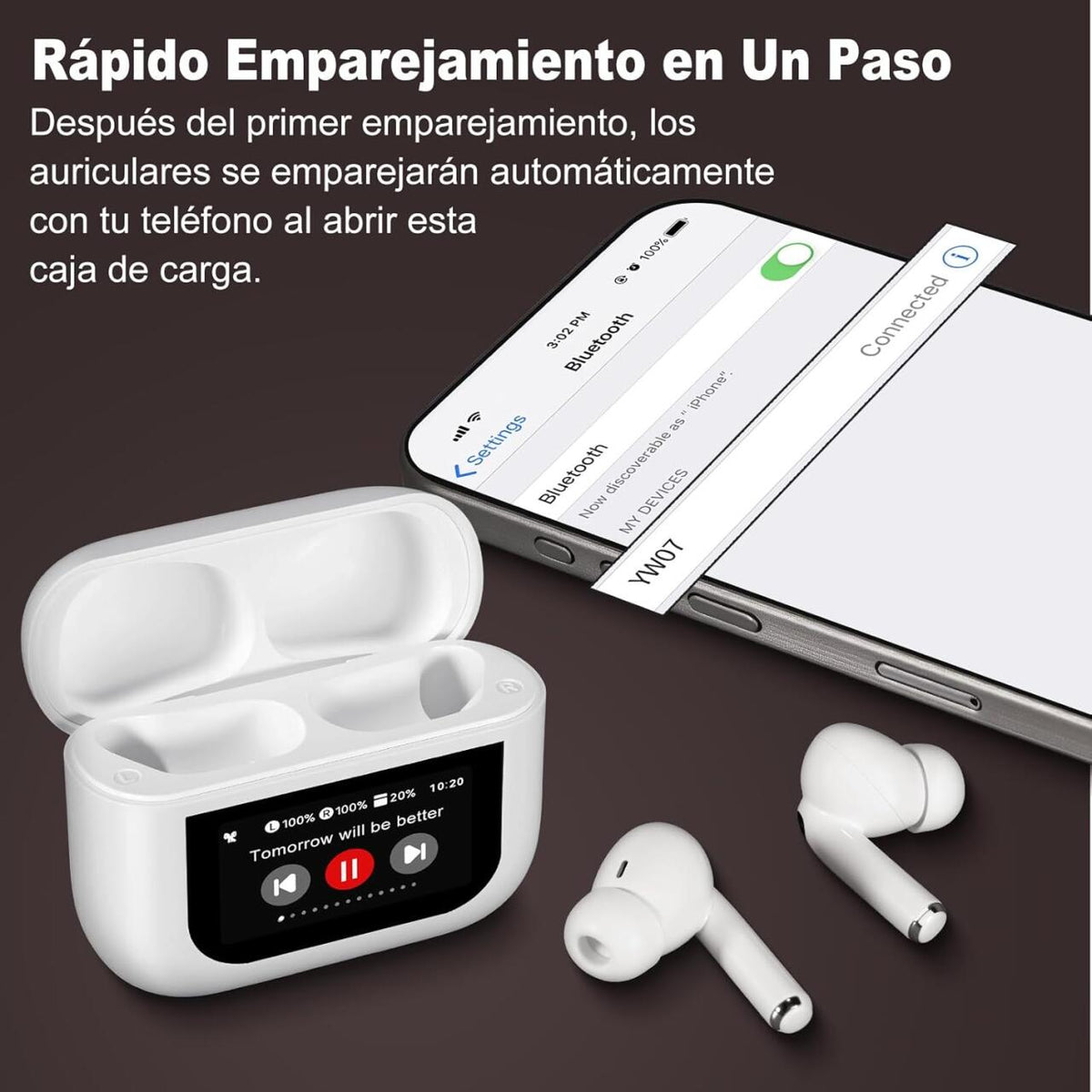 Auriculares Bluetooth Pantalla Táctil Cancelación de Ruido Impermeables