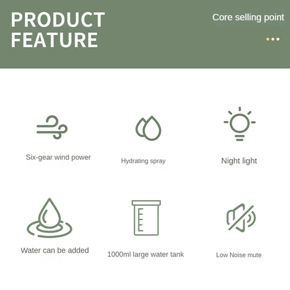 Aire Acondicionado Portátil USB Ventilador con Niebla de Agua, Humidificador y Luces LED Enfriador Personal Recargable