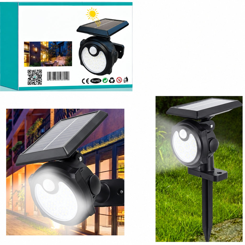 Foco Solar Exterior Pared con Sensor de Movimiento