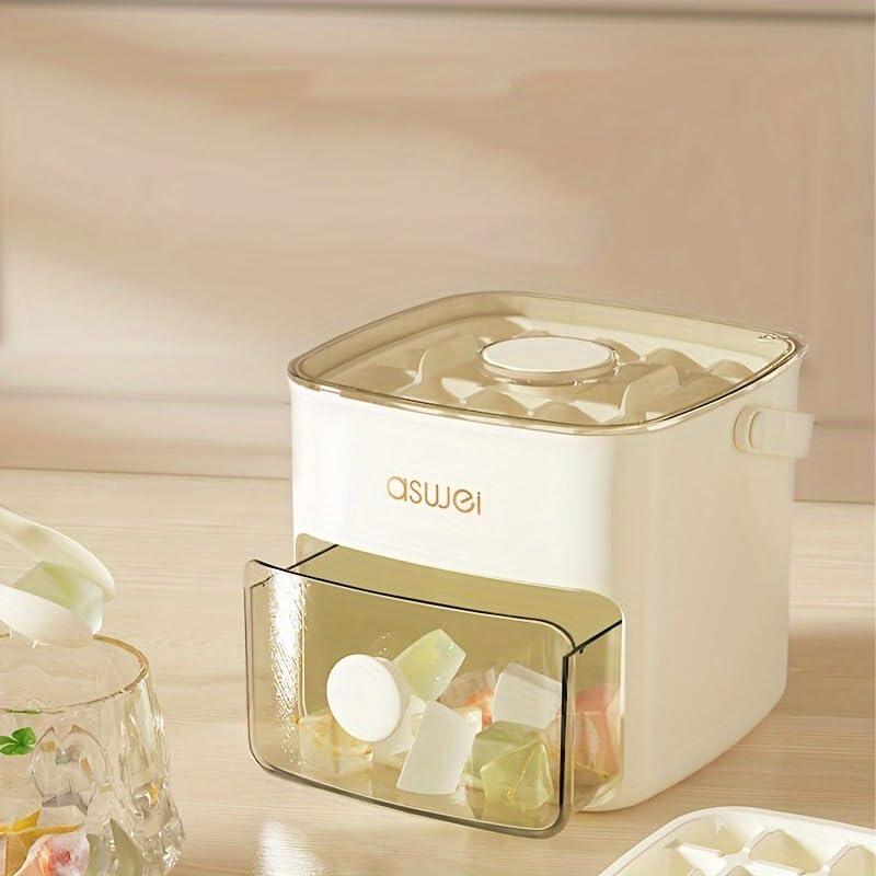Máquina para Hacer Cubitos de Hielo 2 en 1 con Bandeja y Tapa 32 Cubitos