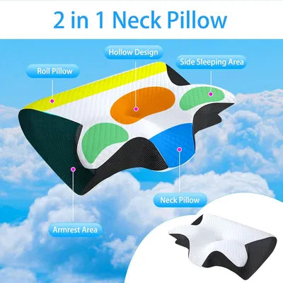 Almohada Cervica Mariposa Memory Foam - Funda Gratis Incorporada