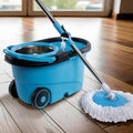 Fregona con Cubo Escurridor Inox y Ruedas - Mopa Giratoria 360º con 2 Recambios