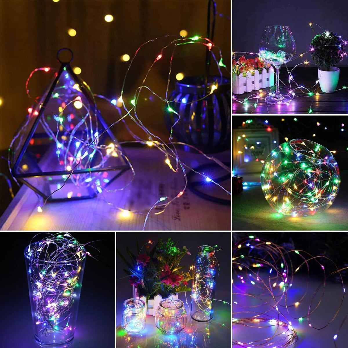 Guirnalda Luces LED 50 Multicolor Pila - 5M Navidad Exterior