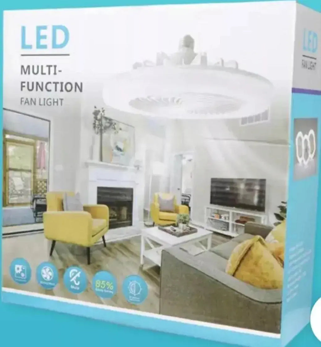 Lámpara y Ventilador Pequeño de Techo Silencioso con Luz LED - 2en1 con Mando 3 Velocidades