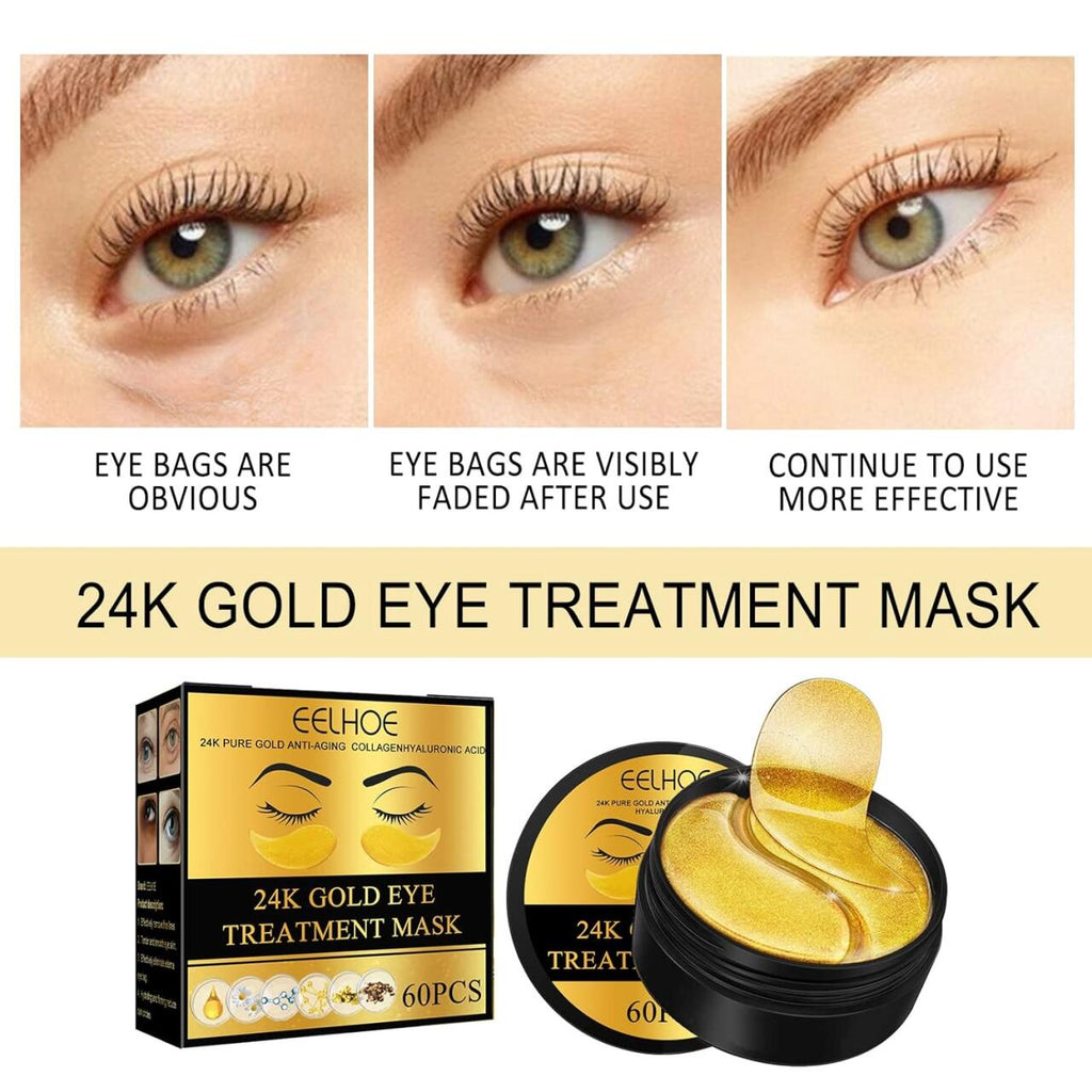 Parches de Oro 24K para Ojos – 60 Pcs