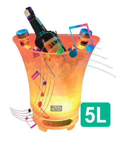 Cubitera De Hielo 5L Con Altavoz y Luz Multicolor Recargable para Fiestas