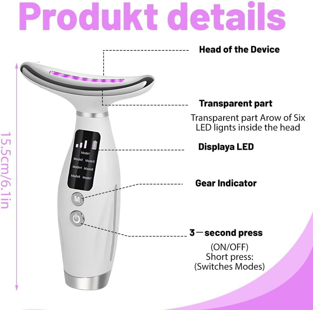Masajeador Facial y Cuello Efecto Lifting - 3 Luces LED