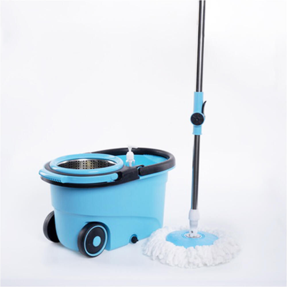 Fregona con Cubo Escurridor Inox y Ruedas - Mopa Giratoria 360º con 2 Recambios