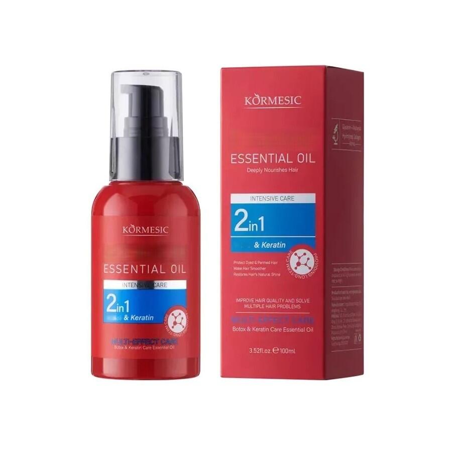 Aceite Capilar 2 en 1 con Keratina Kormesic 100 ml Cabello Dañado, Seco y Sin Brillo