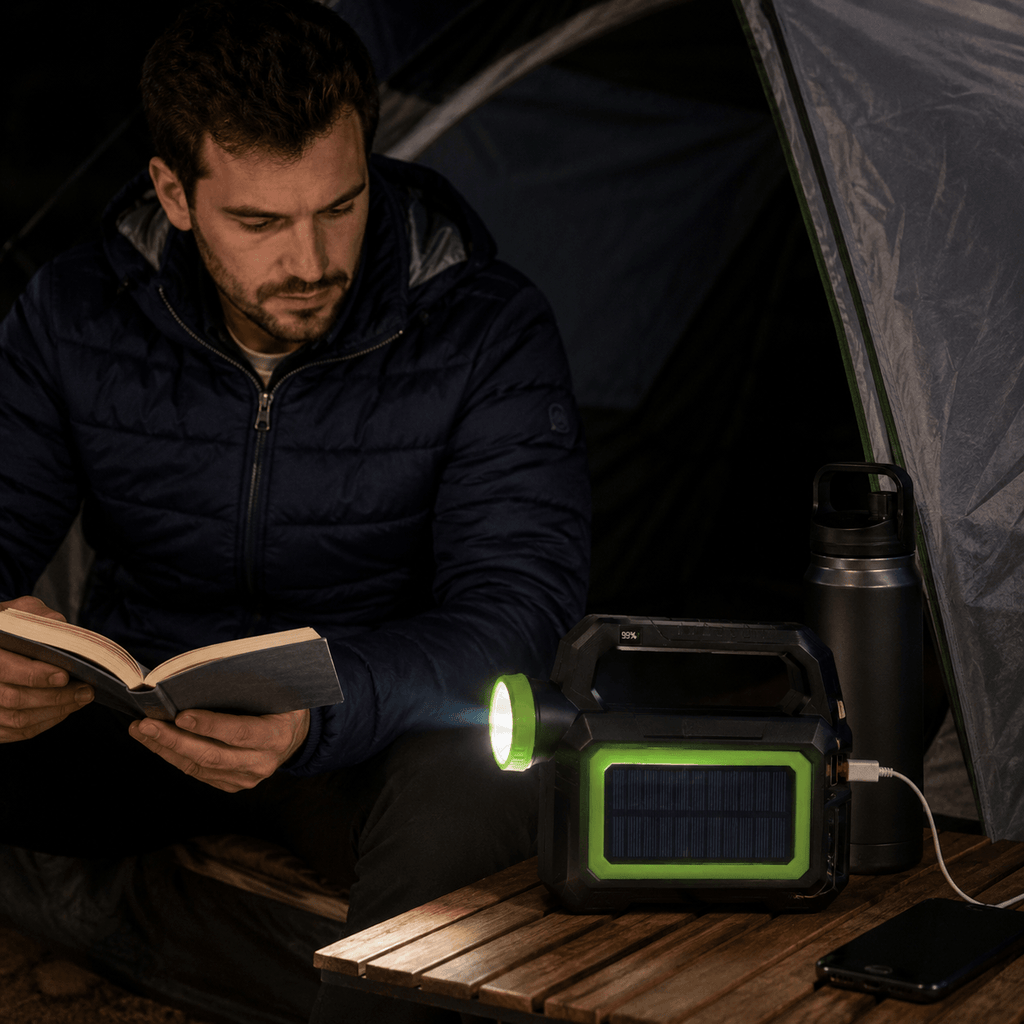 Foco Solar Portátil 4 en 1 - Linterna Solar PowerBank LED 1000LM