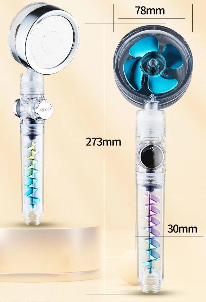 Alcachofa Ducha Turbo Hélice - Alta Presión con Filtro y Ahorro Agua 360º