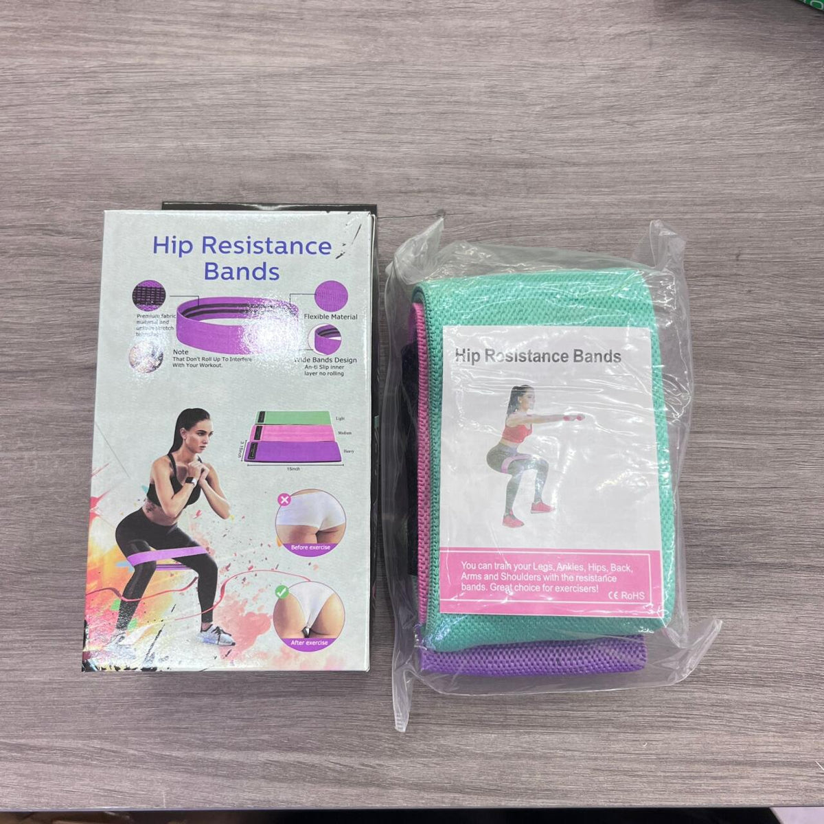 Pack 3 Hip Bands Tela-Glúteos-Antideslizantes