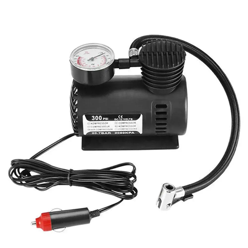 Compresor de Aire Portátil 12V 300 PSI para Neumáticos Coche con Manómetro